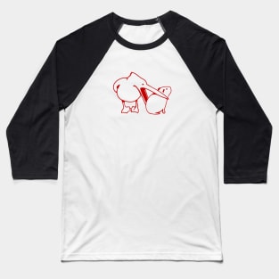 Minimalist art of a funny event with Pelican and Capybara in red ink Baseball T-Shirt